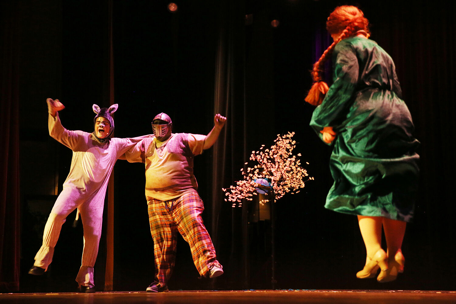 Donkey, Shrek and Fiona jump